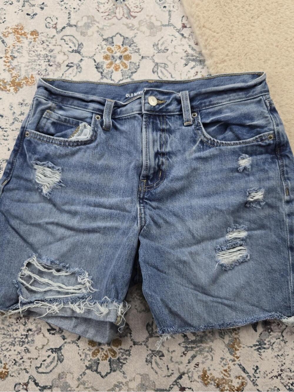 Old Navy High Rise Slouchy Straight Denim Jean Shorts Women 2